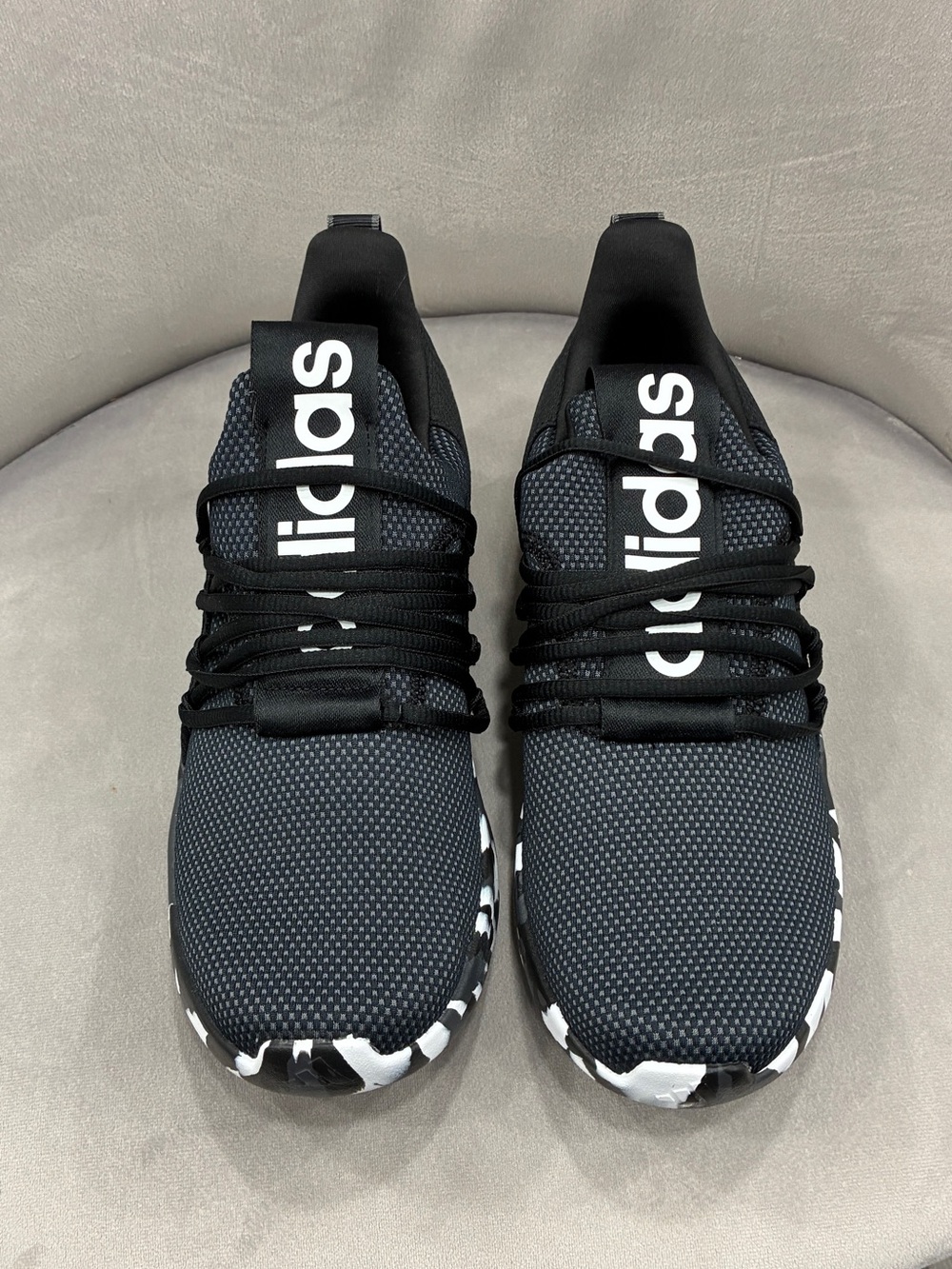 Adidas Cloudfoam Athletic Sneakers Black White Camo Sole Women’s